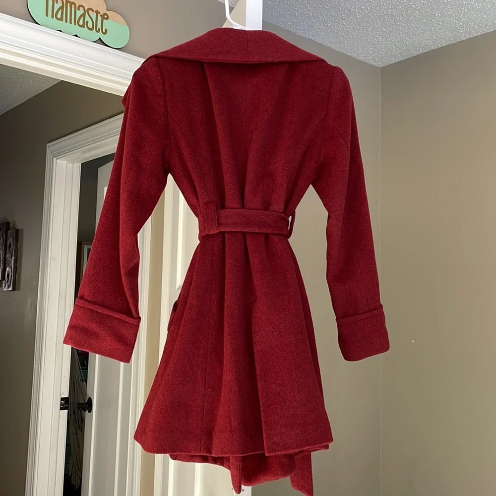 The Limited wool blend red front tie jacket